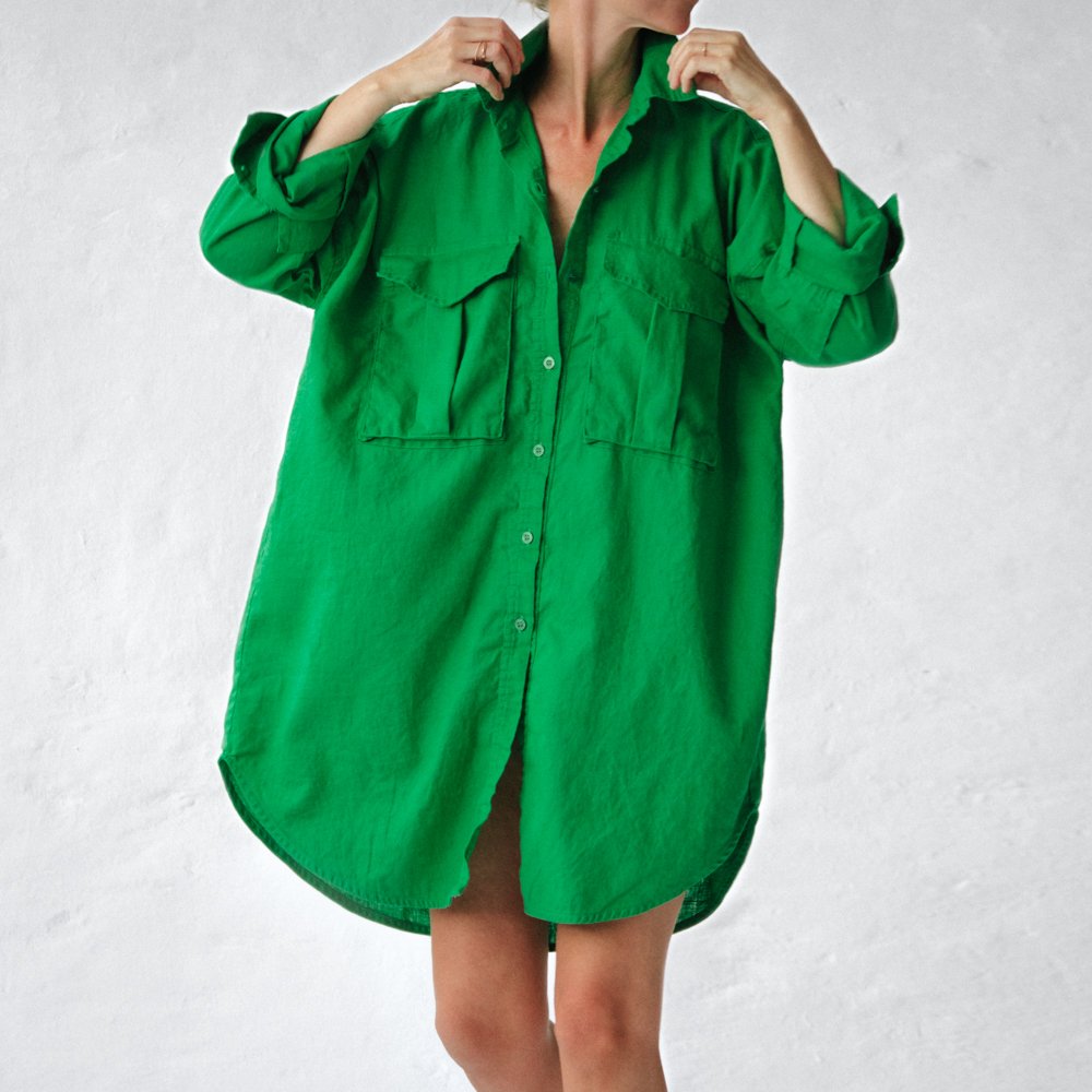 Oversized Linen Shirt - Bright Green